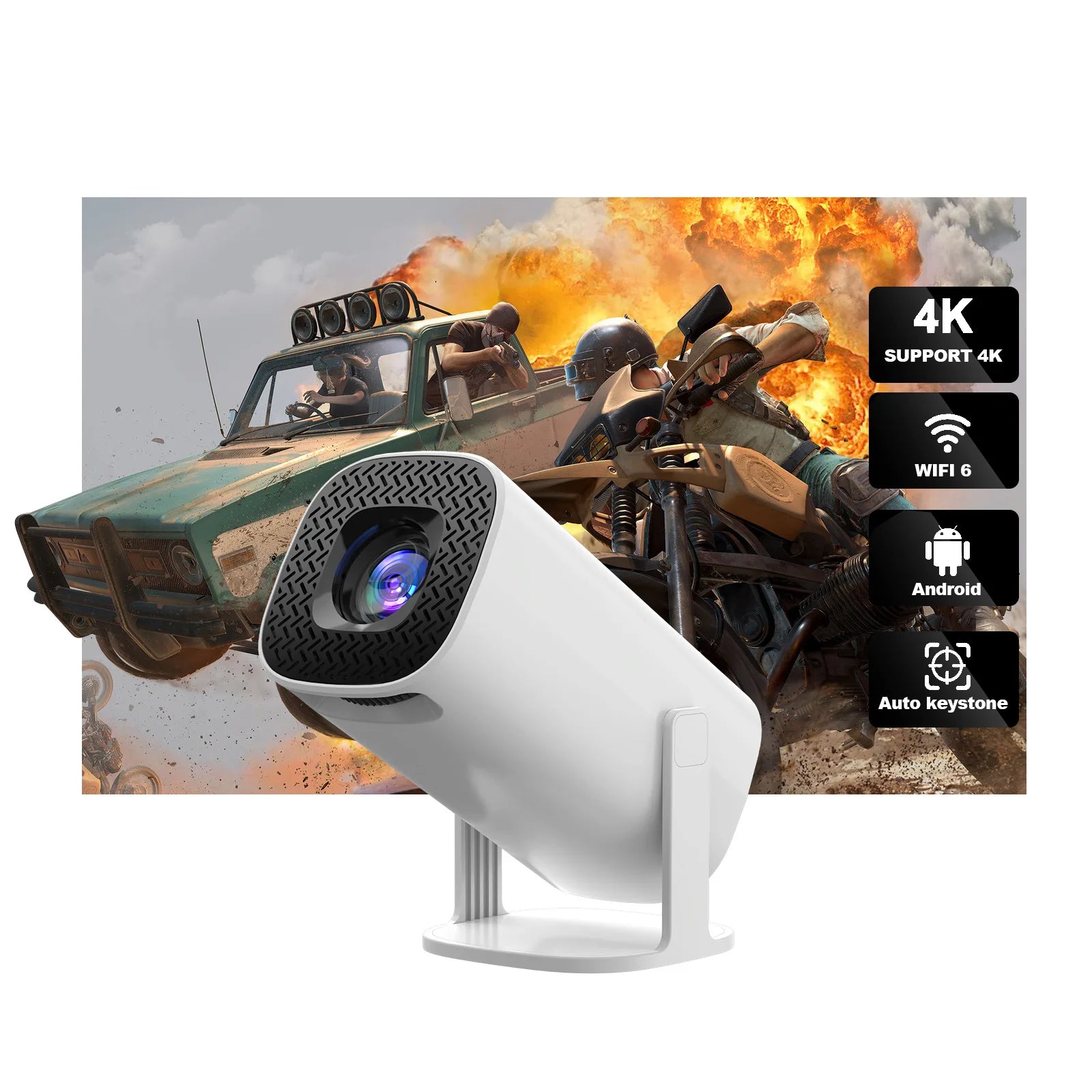 4K Home Theater Smart Projector,1280*720p, Android 11, Projector Movies On The Wall, Projector For Phone Or TV
