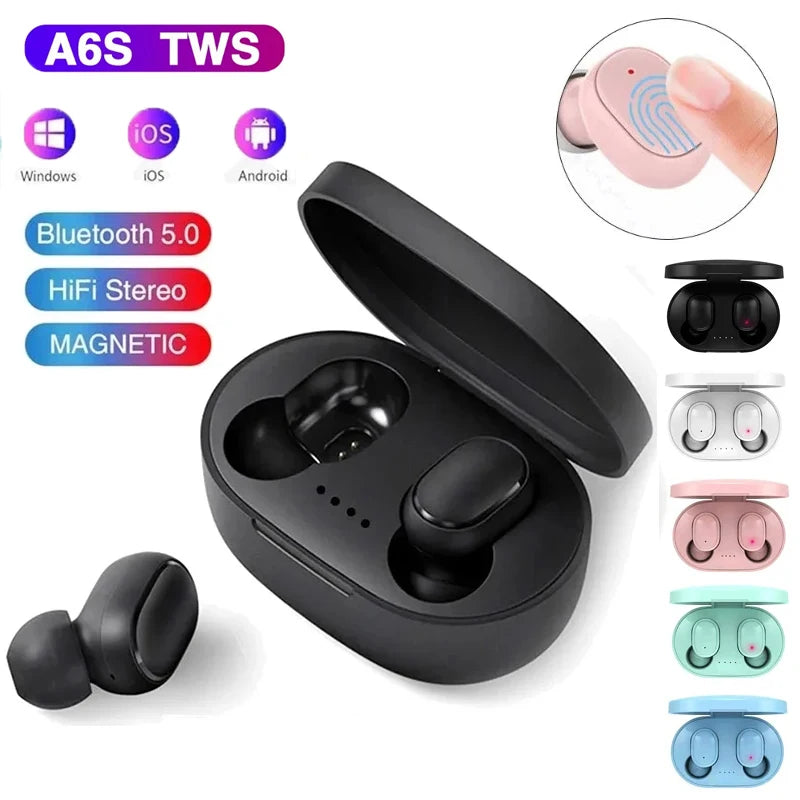 A6S TWS Wireless Bluetooth Headset With Microphones Sports Earbuds Earphones Noise-cancelling Earplug Mini Headphones Hands-free